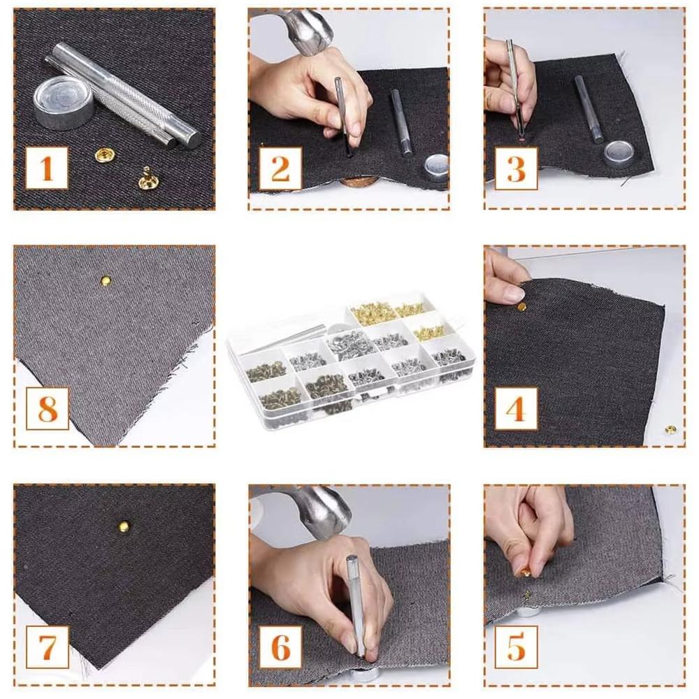 480Pcs Double Sided Rivet Set Metal Decorative Studs Snap Fasteners for Leather Craft Bags Clothing Shoes