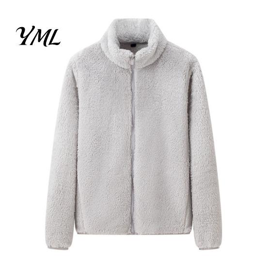 Long Sleeve Coat Women Zip-Up Fleece Jacket, Warm Stand Collar Fall Winter Apparel Coat, Solid Color Loose Casual Outerwear for Thick Jacket