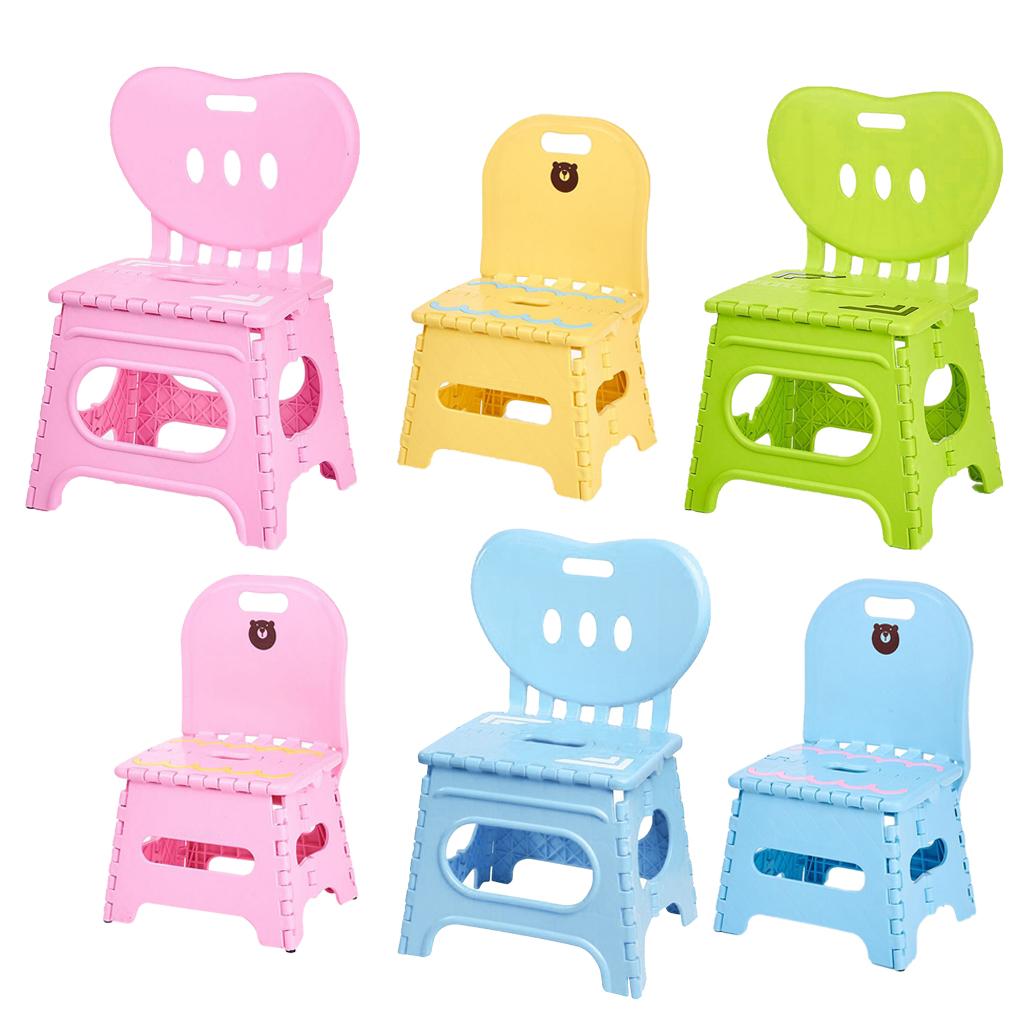 Children Plastic Folding Step Stool With Backrest