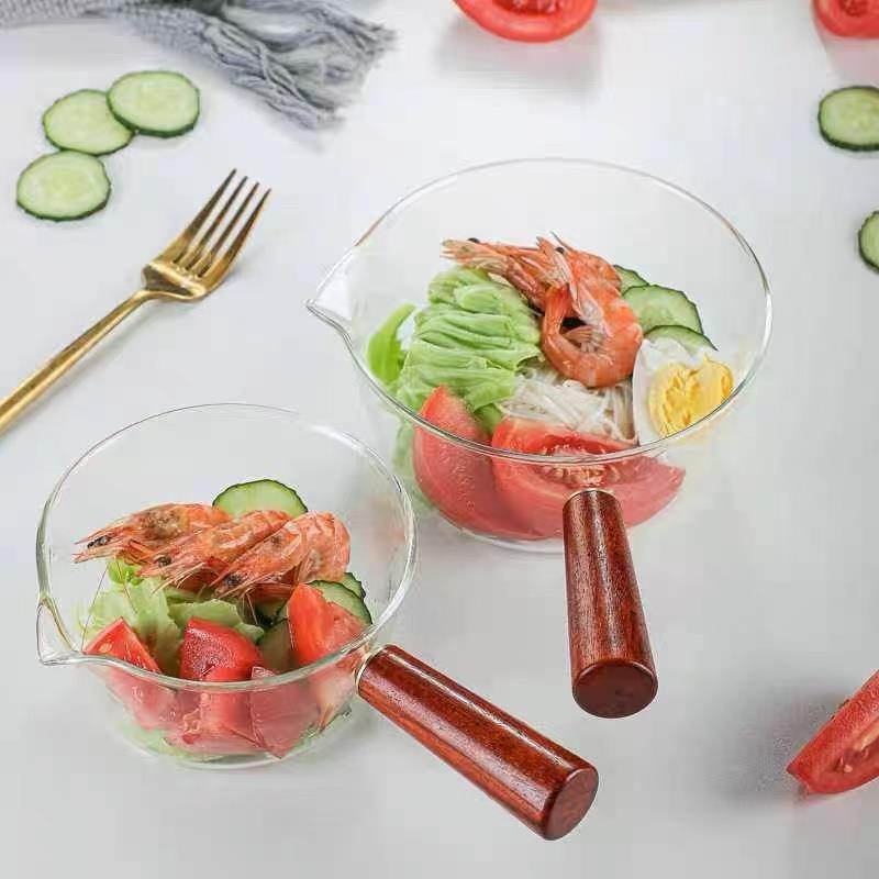 High Borosilicate Glass Milk Pot with Red Sandalwood Handle, 650ml