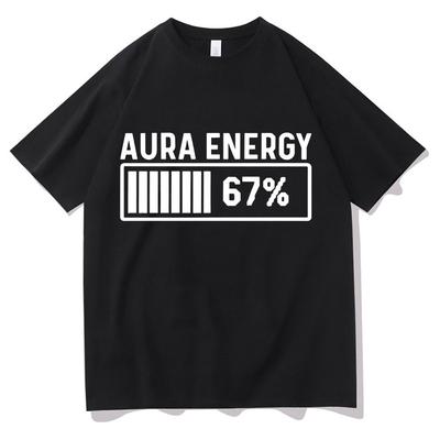 Trendy Graphic Clothing Aura Energy 67 Funny Six Seven Meme Crewneck Tshirt Men Women Pop Cotton T Shirt Short Sleeve Cozy Tops