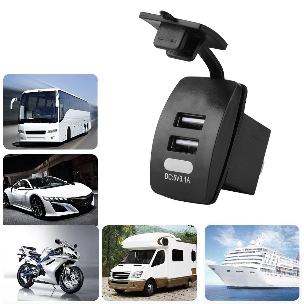 Waterproof Dual USB Charger Socket Power Outlet 3.1A for Car Boat Mobile