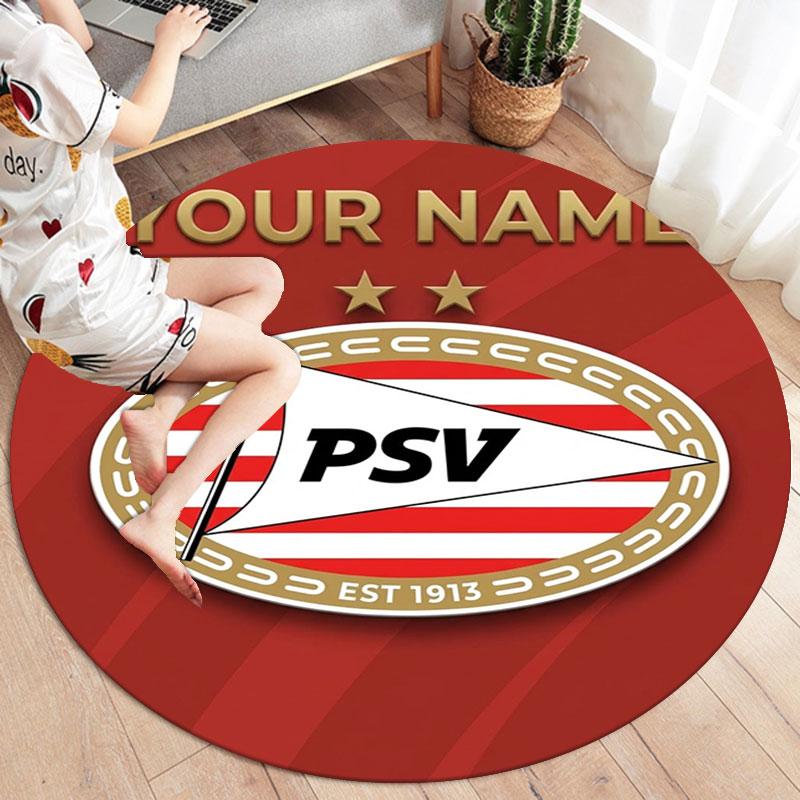 Philips Sport Vereniging Custom Name Round Area Rug,Carpet Rug for Living Room Bedroom Sofa Playroom Decor,Non-slip Floor Mat