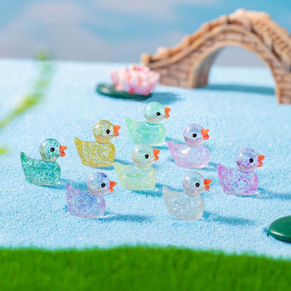 150Pcs Mini Glitter Duck Figurine Colorful Duck Resin Statue Miniature Animal Ornament for Garden Party Favors