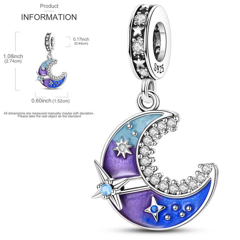 Charms Bead Copper Starlit Sky Moon Sun Earth Universe Charm Fit Bangle Bracelet Necklace Diy Jewelry