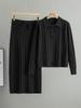 Korean-Style Two-Piece Set: Polo Collar Cable Knit Top & Sweater Skirt for Spring/Autumn