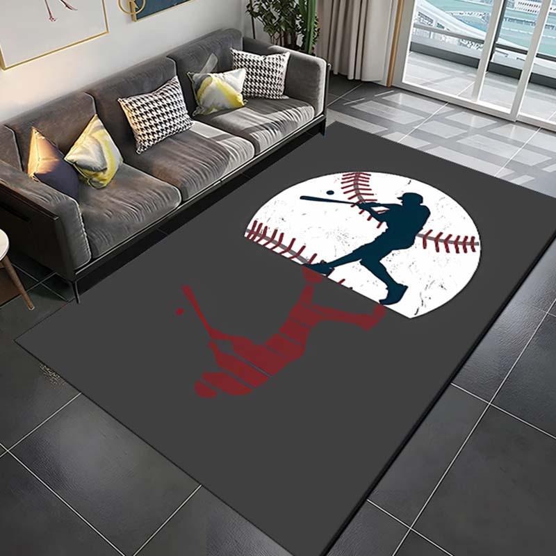 Crystal Velvet Baseball Printed Area Rug for Bedroom And Living Room Home Decoration, Non-Slip Mat for Bedside.