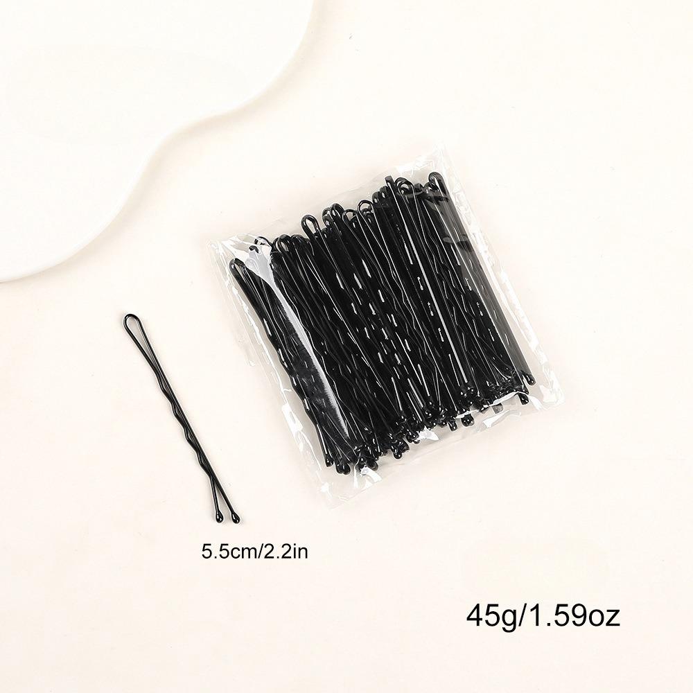 50pcs Black Metal Waved Hair Pins, Invisible One-line Bobby Pins, Daily Hair Styling Barrettes