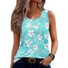 Sleeveless Floral Print Tank Top Casual Round Neck Button Relaxed Fit Lightweight Women’s Shirt