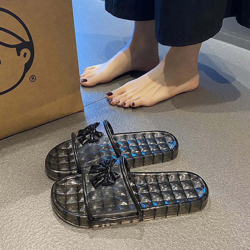 High-end transparent crystal slippers women's home summer bathroom bath non-slip deodorant soft bottom versatile fashion slippers women