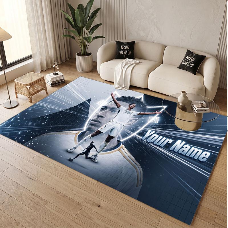 Custom Rug Jude Bellingham Pattern Print Name Text Soft Non‑Slip Floor Carpet for Home Indoor Decoration