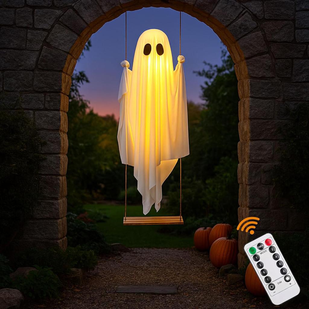 120 cm Halloween Decorative Ghost Hanging Ghost Decoration with Fairy Lights