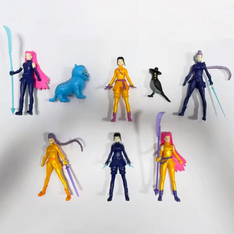 8pcs Set Kpop Demon Hunters Action Figure Toy Derpys Tiger Rumi Mira Zoey Sussy Figurine Doll For Fans Gift