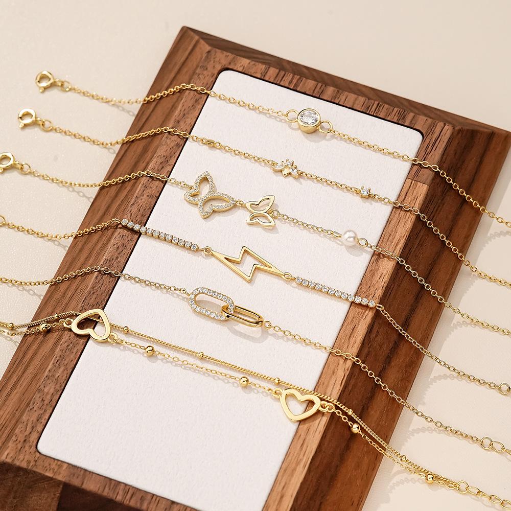 Fashion Jewelry Micro Inlaid Zircon Chain Bracelet for Women 925 Sterling Silver Versatile butterfly Heart Bracelet Jewelry