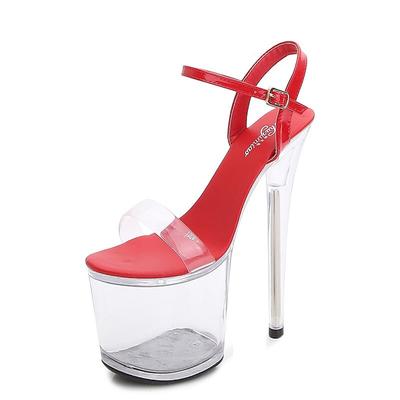 Damenschuhe, Damensandalen, transparente High Heels, offene Zehensandalen, Serie 1986, 20 cm Absatz, 10 cm Plattform, LFD