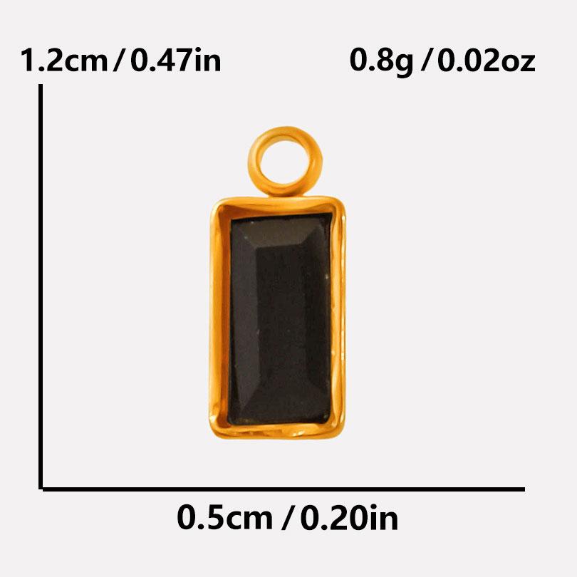 6pcs Rectangle Geometric Crystal Pendants Stainless Steel Charms For Jewelry Making Supplies Metal Rhinestone Charm DIY Bracelet