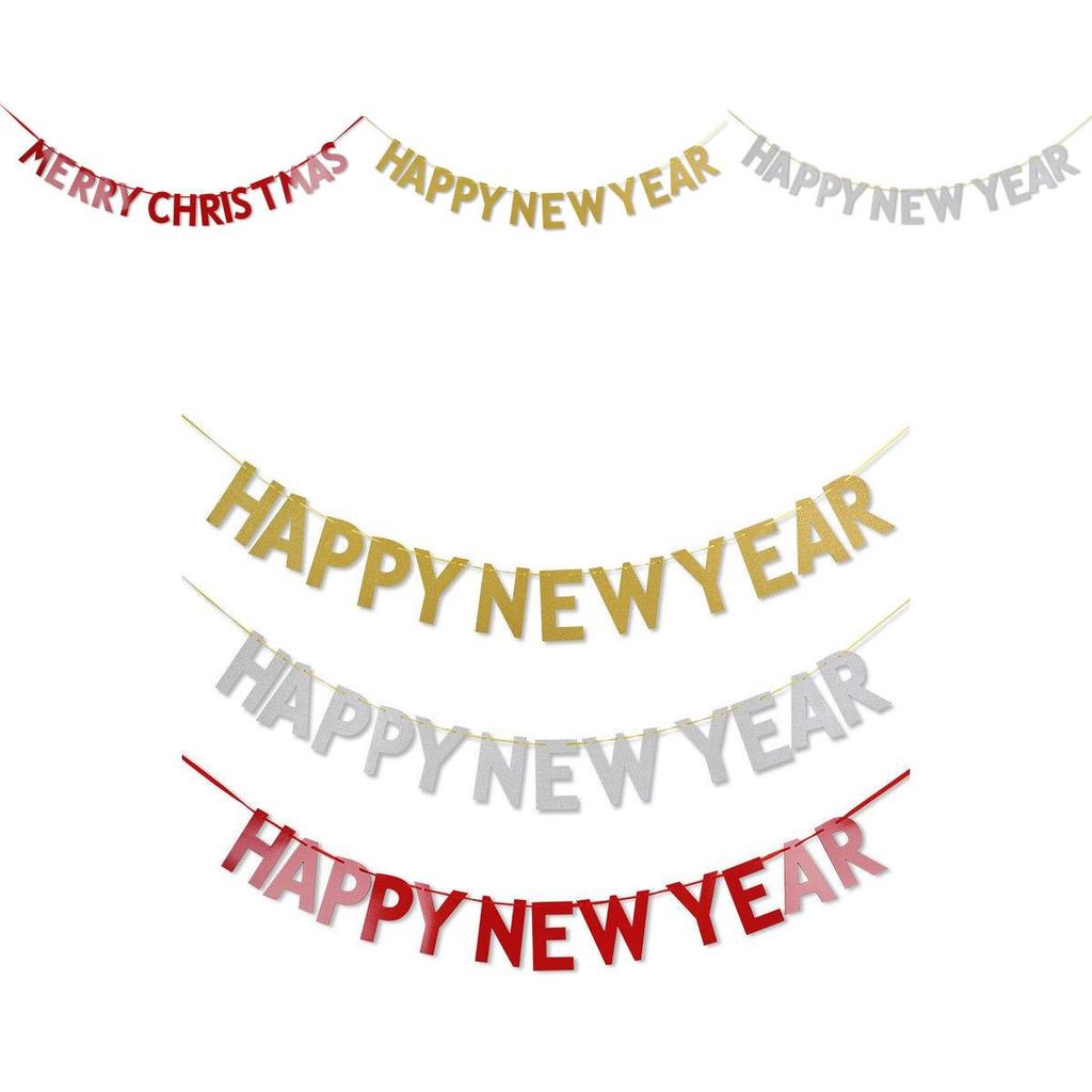 Reusable Merry Christmas Happy New Year Banner For Party Home Decoration