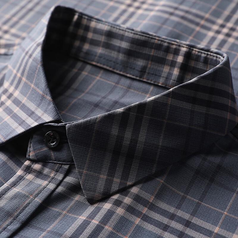 Hengyuanxiang Men's Business Casual Plaid Long-Sleeve Shirt