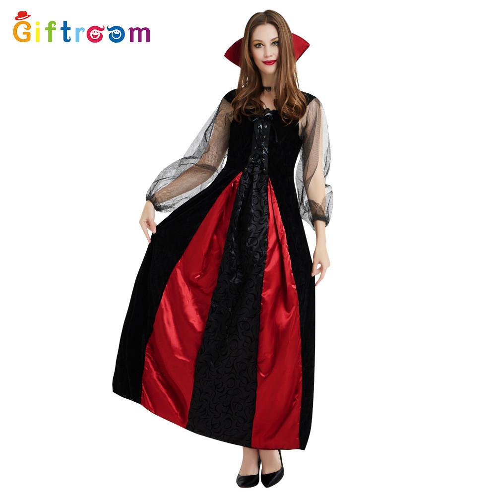 Charming Women's Witch Vampire Long Dress 2023 Halloween Costume For Stage Wear