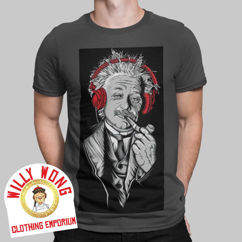 Einstein T-Shirt Headphones Nerd Music Science Retro Tee Vintage Unisex T-Shirt L