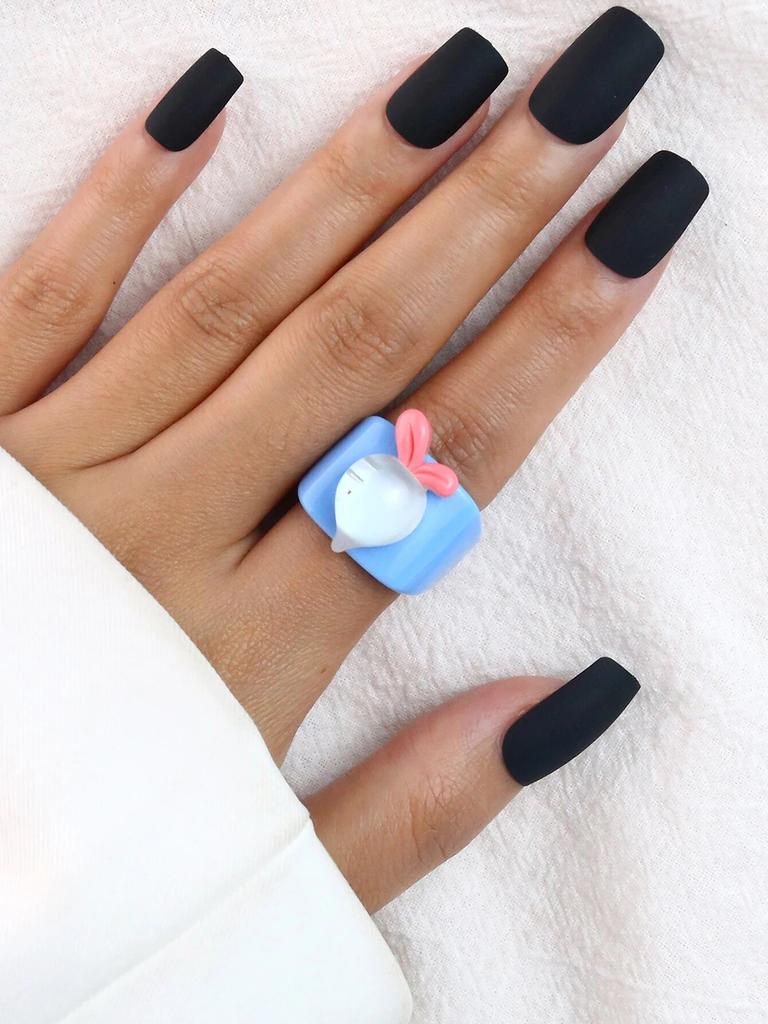 Cartoon Fruit Ring Women Fashion Korean Cute Animal Resin Acrylic Ring Set Christmas Birthday Party Gift Jewelry for Female Girl