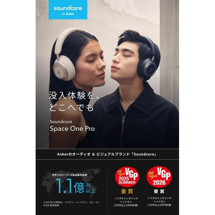Anker Soundcore Space One Pro (Bluetooth Wireless Headphones) - 60H Playtime, Noise Cancelling, LDAC/Hi-Res, Midnight Black