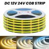 DC 12V 24V COB LED Strip Light 320Leds/M Black PCB 3000K 4000K 6000K Flexible Lamp Home TV Background Decoration 0.5M-10M