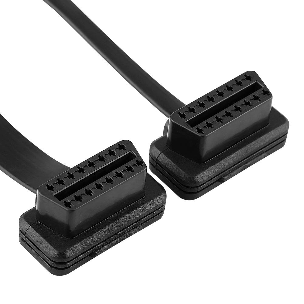 16 Pin Male To Dual Female OBD2 Splitter Flat Extension Cable Adapter with Switch