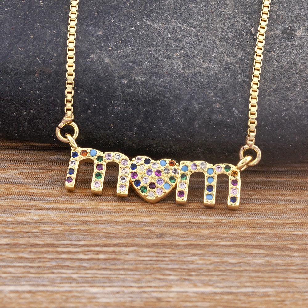 

Nidin Exquisite Zircon Mom Letter Pendant Heart Shape Crystal Necklace Women Elegant Collarbone Chain Jewelry Mother s Day Gift