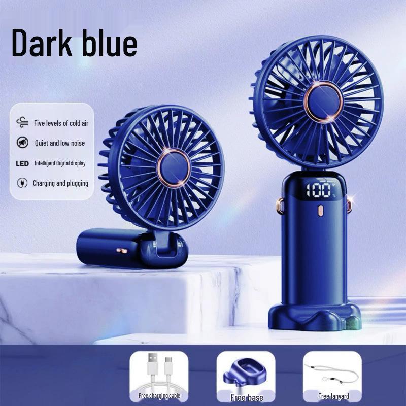 2026 USB Rechargeable Mini Handheld Fan: Portable, Foldable, 5-Speed, Desktop & Neck Hanging 9.5*19*5