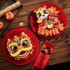 Plush Lion Dance Spring Festival Window Sticker 3D New Year Decoration  Chinatown