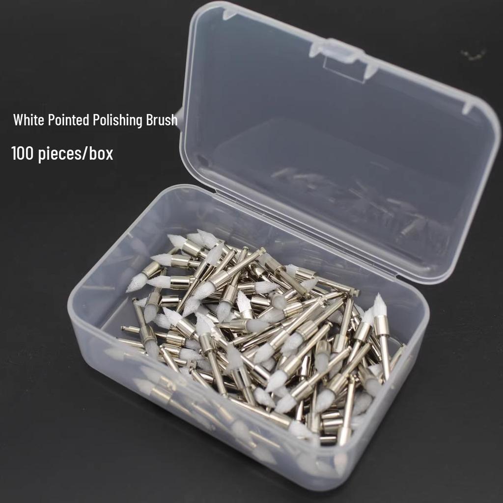 Dental Polishing Brush Set - Bowl-Shaped, Hollow Mandrel, Flat Head, 100 Pcs, Colored.