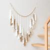 1pcs Bohemian Macrame Wall Hanging with Wood Beads & Fringe, Cotton Rope Woven Tapestry for Home Decor