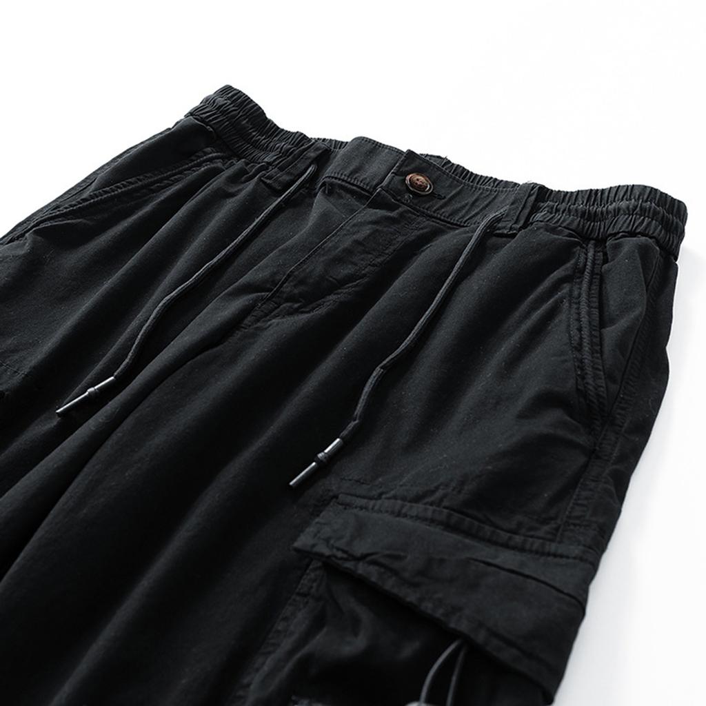 Men's Versatile Casual Functional Workwear Cropped Trousers Loose Straight Multi-pocket Pants