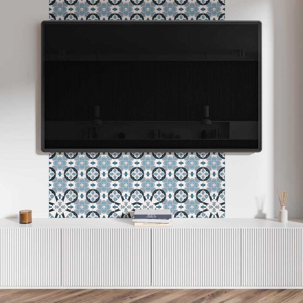 Self-adhesive Vinyl Tile Covering with Graphics for the Kitchen 120x60 Cm Geometric Tile Pattern