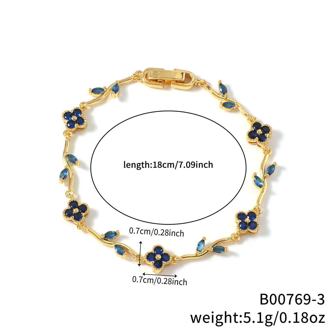 Exquisite Four-Leaf Clover Zircon Bracelet: Luxurious Women s Fashion Jewelry Gift