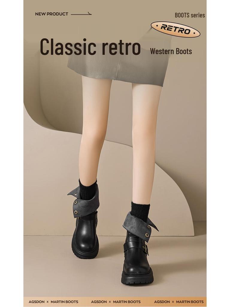 Augusden Women's Vintage Brown Mid-Calf Knight Boots (2025)