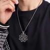 Xiweier Retro Lotus Pendant Necklace with Copper and Zircon for Men and Women