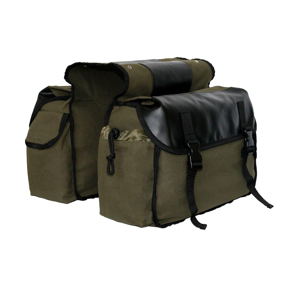 Universal Olive Canvas Motorcycle Bike Side Saddlebag Pannier Bag Luggage Pack