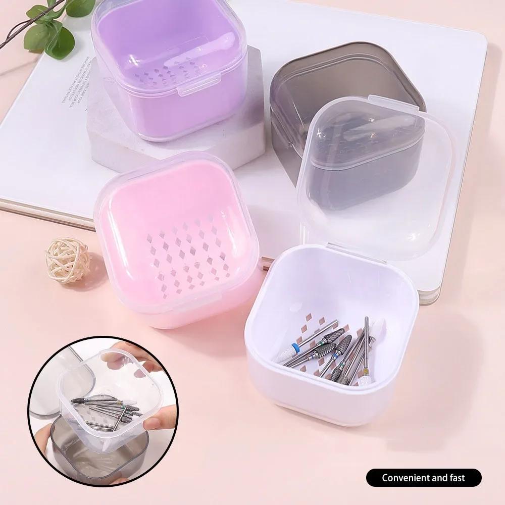 Portable Alcohol Disinfection Filter Cleaning Box Nail Art Drill Bits Grinding Head Disinfection Box Manicure Sterilization Tool