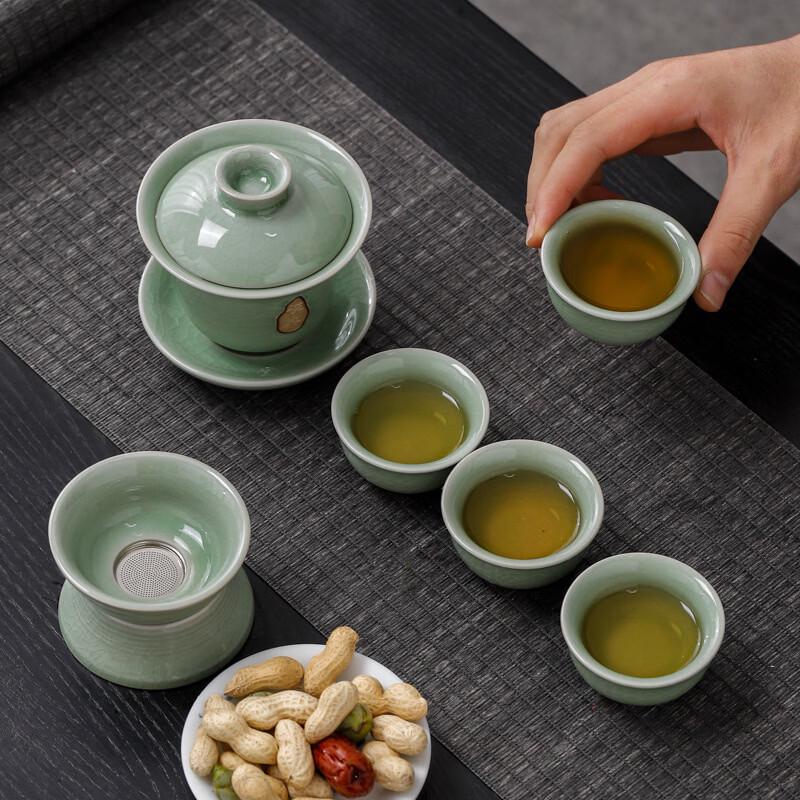 Ge Kiln Ceramic Kung Fu Tea Set - 10-Piece Gift Set