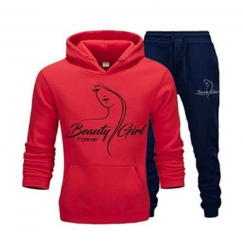 Girls' Jogging Bottoms - Beauty Girl - Red - Hooded Sweatshirt - Breathable - 3/4 Years