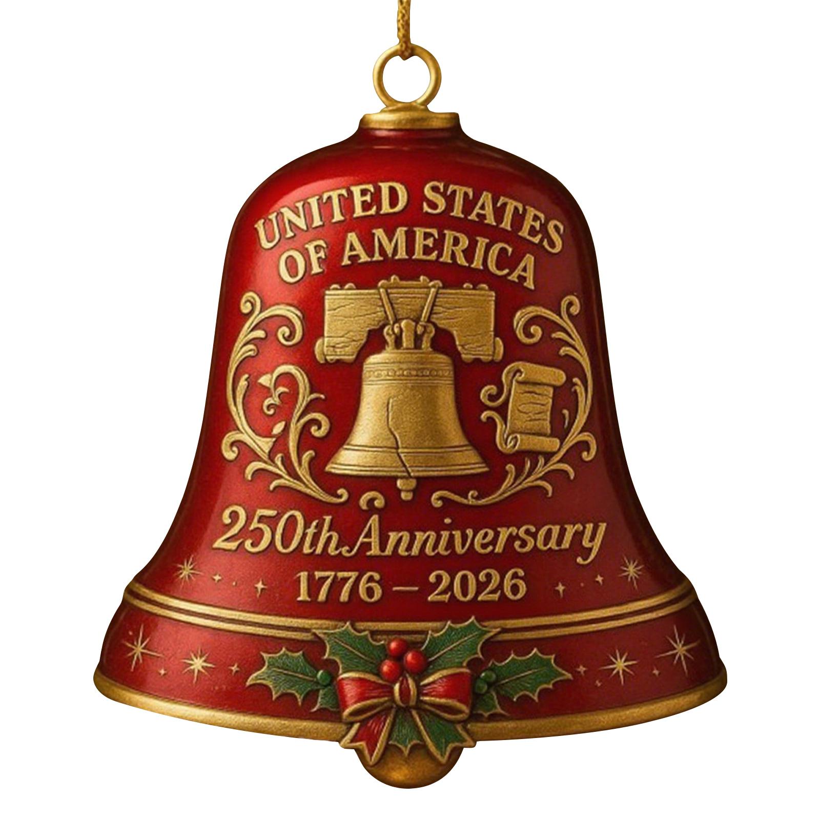 United States 250th Anniversary Bell Ornament Vintage Patriotic Commemorative Doorbell Metal Hanging Bell for Patriotic Holidays