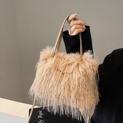 Dámske Kabelky s Tasselom z Umelého Kožušiny Kožušinová Taška cez Rameno Sladká Ružová Dámska Mäkká Plyšová Tote Crossbody Taška Peňaženka Zimná Móda Ženská