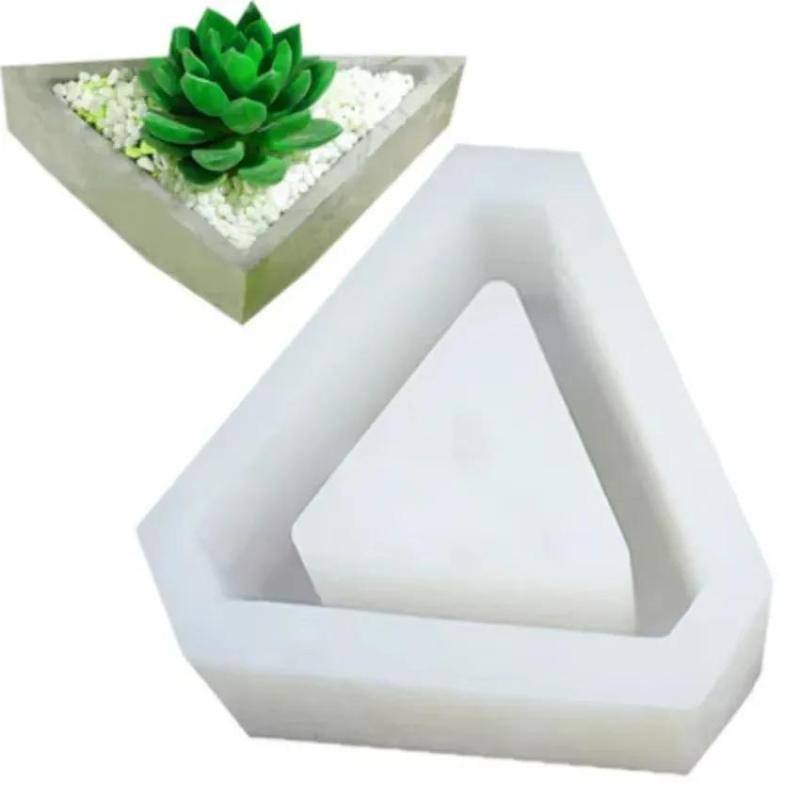1 Pcs 3D Mold Triangle Concrete Silicone DIY Cement Clay Craft Casting Flower Pot Simple And Generous Wholesale
