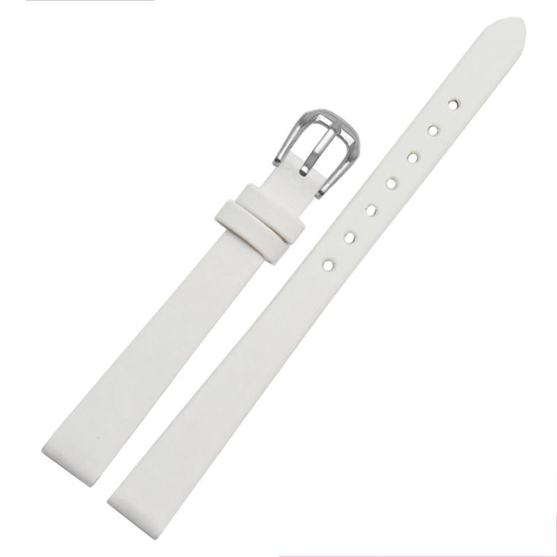 Quality Spun Silk + Genuine Leather Watchband 6mm 8mm 10mm 12mm 14mm For The Womens Wrist Watch Bracelet Red Black White Blue