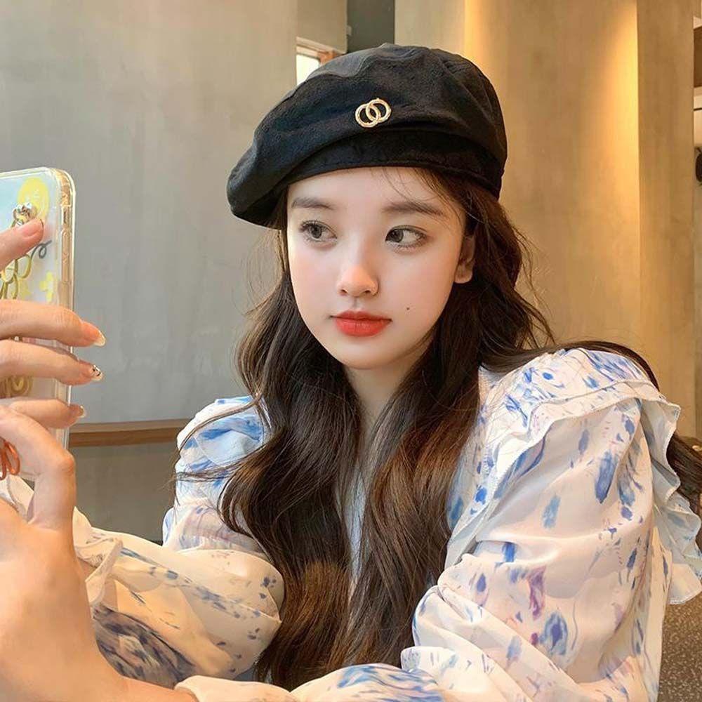 Autumn British Style Girl Winter Korean Style Hat Women Octagonal Cap Velvet Berets Painter Hat