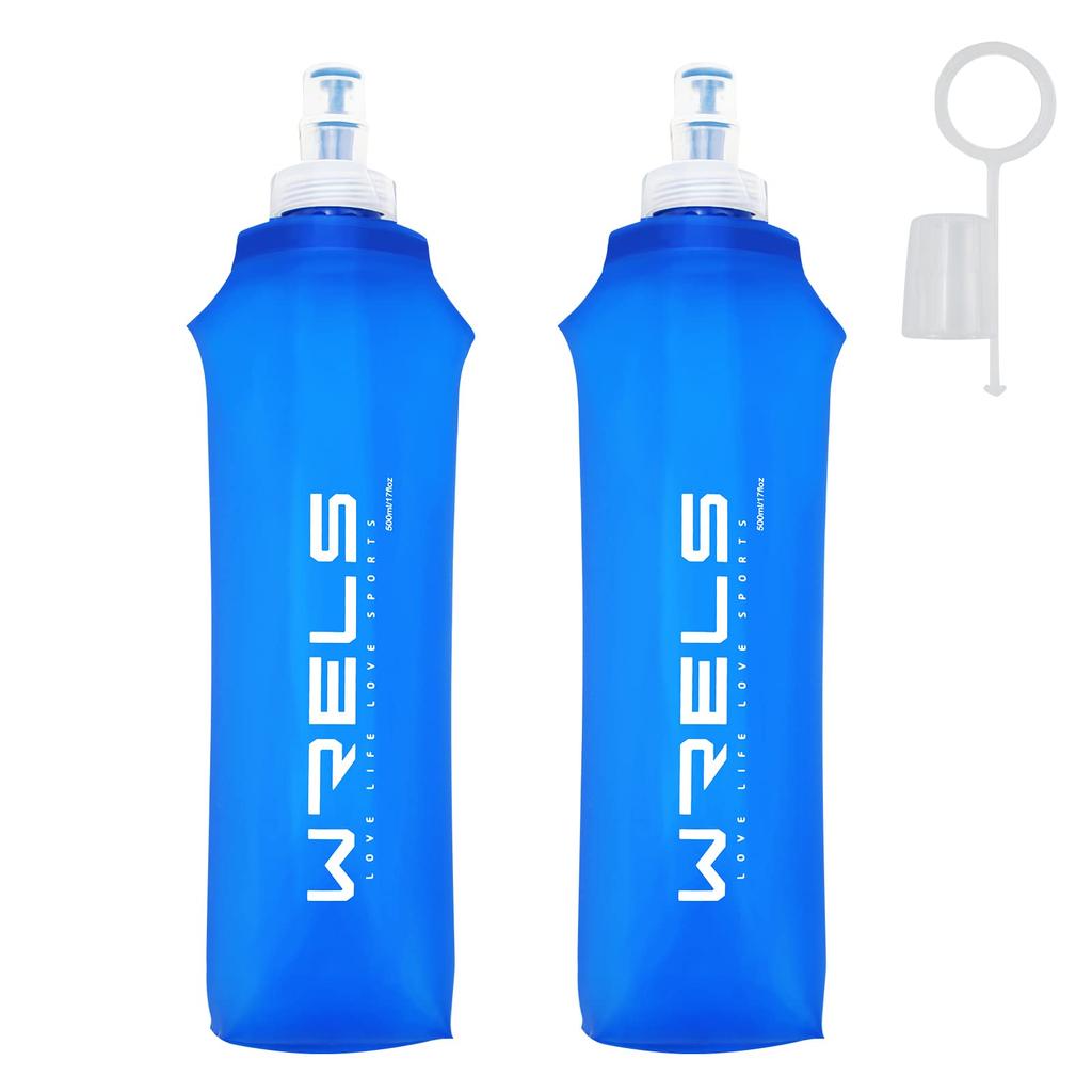Soft Flask Hydration with Dustproof for and Mountaineering 500ml x Bottle, 150ml/250ml/500ml, Foldable, Cap, Lightweight, Running, Marathons, Hiking,