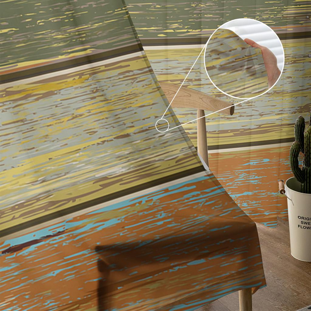 Vintage Old Wooden Board Texture Tulle Sheer Window Curtains for Living Room Kitchen Children Bedroom Voile Hanging Curtain