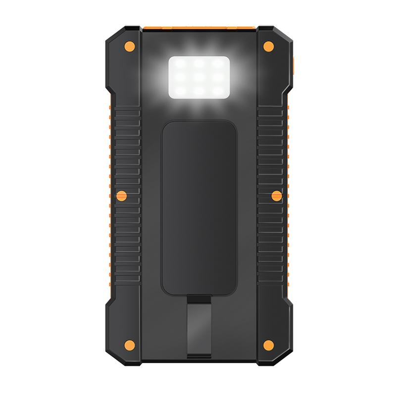 LogiLink 8000mAh Solar Power Bank - Orange, 2xUSB Flashlight, Camping